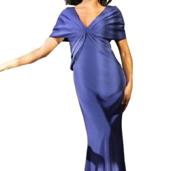 NWT Terani Couture 242M3315 Stretch Satin Mother of the Bride Royal Size 10